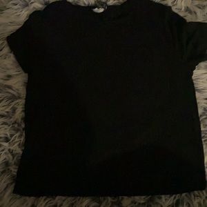 A black ribbed tee